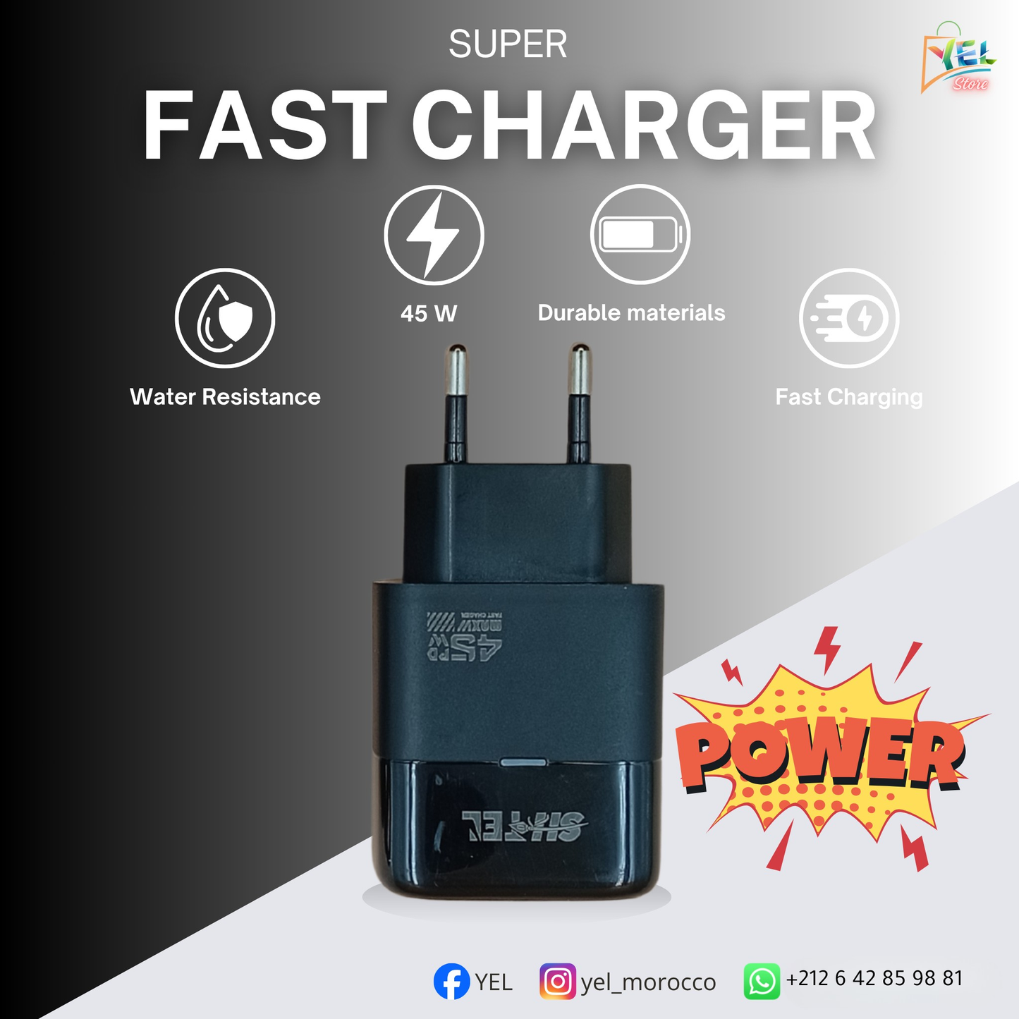 شيتيل QC-031 شاحن سريع – 45 واط ⚡