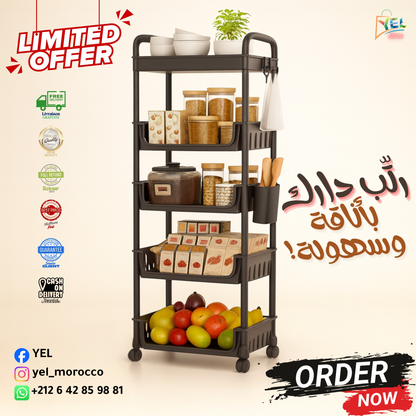 عربة تخزين متعددة الوظائف ذات 4 طبقات 🧺
