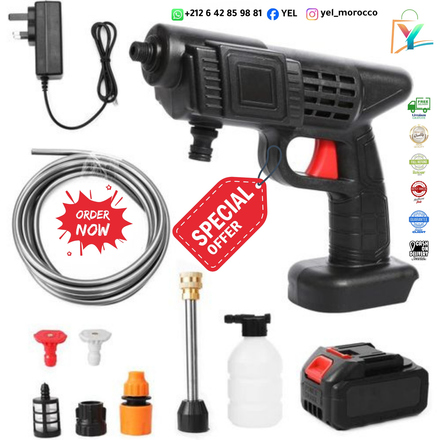 مسدس غسيل لاسلكي 48 فولت - غسالة ضغط عالي 🚗💦