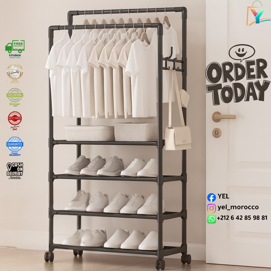 رف الملابس والأحذية - تخزين متعدد الوظائف 2 في 1 👕👟